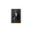 Owl drinking beer wearing navy and orange suit small wall art print