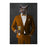 Owl drinking beer wearing orange suit large wall art print