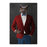 Owl drinking red wine wearing red and blue suit canvas wall art
