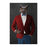 Owl drinking red wine wearing red and blue suit large wall art print