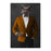Owl drinking whiskey wearing orange and black suit canvas wall art