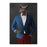 Owl smoking cigar wearing blue and red suit canvas wall art
