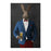 Rabbit drinking beer wearing blue and red suit large wall art print