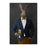Rabbit drinking beer wearing navy and orange suit canvas wall art