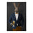 Rabbit drinking beer wearing navy and orange suit large wall art print