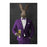 Rabbit drinking beer wearing purple suit large wall art print