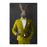 Rabbit drinking beer wearing yellow suit canvas wall art