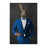 Rabbit drinking red wine wearing blue suit large wall art print