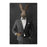 Rabbit drinking red wine wearing gray suit canvas wall art