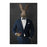 Rabbit drinking red wine wearing navy suit large wall art print