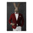 Rabbit drinking red wine wearing red and white suit large wall art print