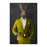 Rabbit drinking red wine wearing yellow suit large wall art print