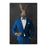 Rabbit drinking whiskey wearing blue suit canvas wall art