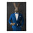 Rabbit drinking whiskey wearing blue suit large wall art print