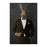 Rabbit drinking whiskey wearing brown suit large wall art print