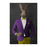 Rabbit drinking whiskey wearing purple and yellow suit large wall art print