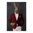 Rabbit drinking whiskey wearing red and white suit large wall art print