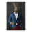 Rabbit smoking cigar wearing blue and red suit canvas wall art