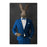 Rabbit smoking cigar wearing blue suit canvas wall art