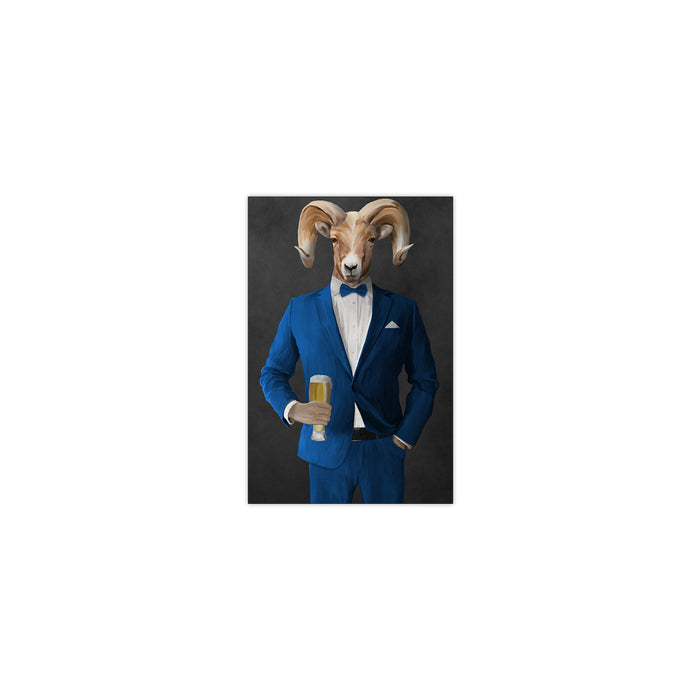 Ram Drinking Beer Wall Art - Blue Suit