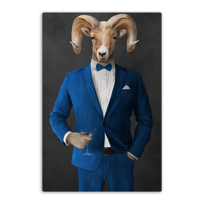 Ram Drinking Martini Wall Art - Blue Suit