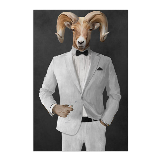 Ram Drinking Martini Wall Art - White Suit