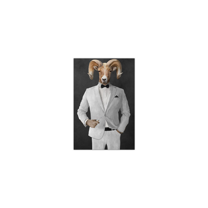Ram Drinking Martini Wall Art - White Suit
