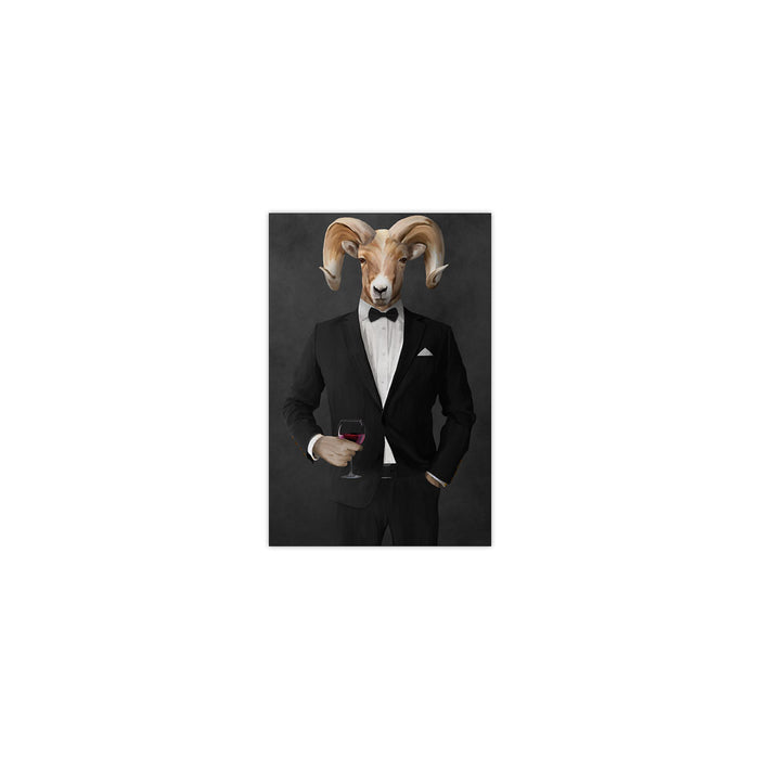 Ram Drinking Red Wine Wall Art - Black Suit