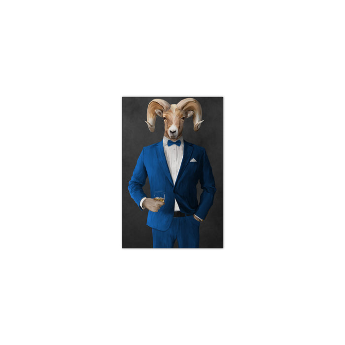 Ram Drinking Whiskey Wall Art - Blue Suit