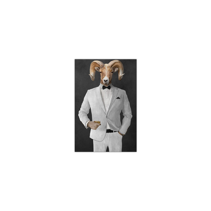 Ram Drinking Whiskey Wall Art - White Suit