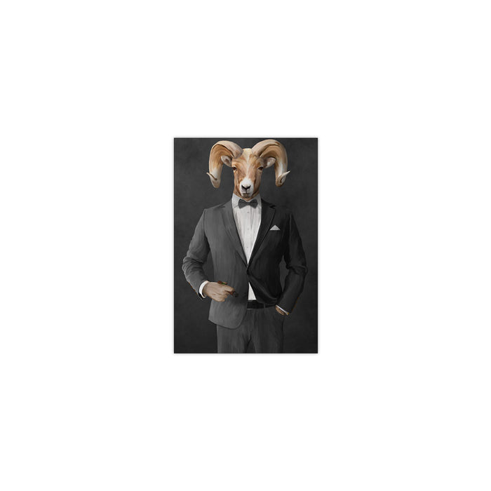 Ram Smoking Cigar Wall Art - Gray Suit