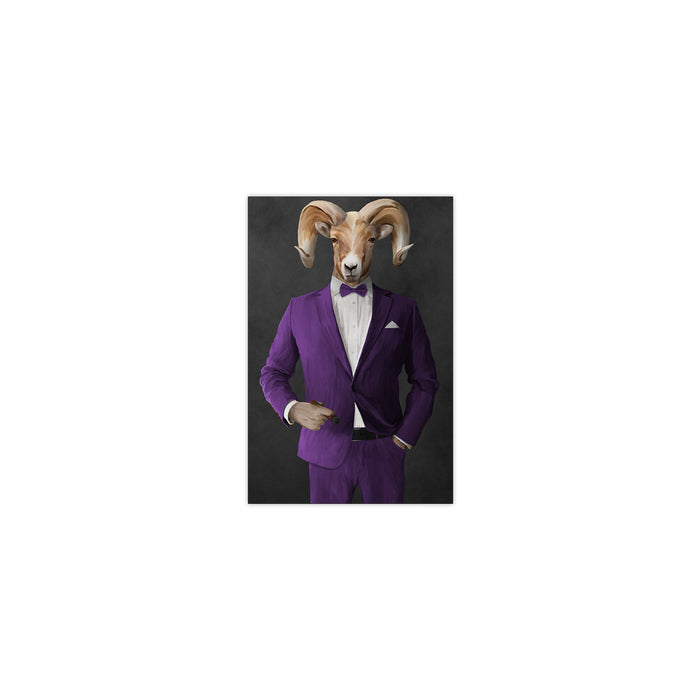Ram Smoking Cigar Wall Art - Purple Suit