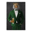 Tiger drinking beer wearing green suit canvas wall art