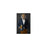 Tiger drinking beer wearing navy and orange suit small wall art print