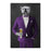 White Bulldog Drinking Beer Wall Art - Purple Suit