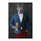 Wolf drinking beer wearing blue and red suit canvas wall art