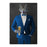 Wolf drinking beer wearing blue suit canvas wall art