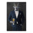 Wolf drinking beer wearing navy suit canvas wall art