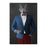Wolf drinking martini wearing blue and red suit canvas wall art