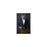 Wolf drinking martini wearing navy and orange suit small wall art print