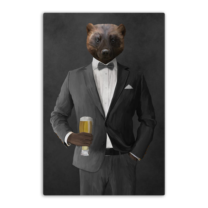 Wolverine Drinking Beer Wall Art - Gray Suit