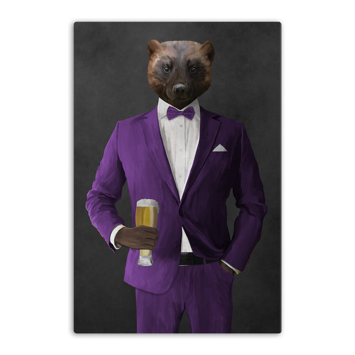 Wolverine Drinking Beer Wall Art - Purple Suit