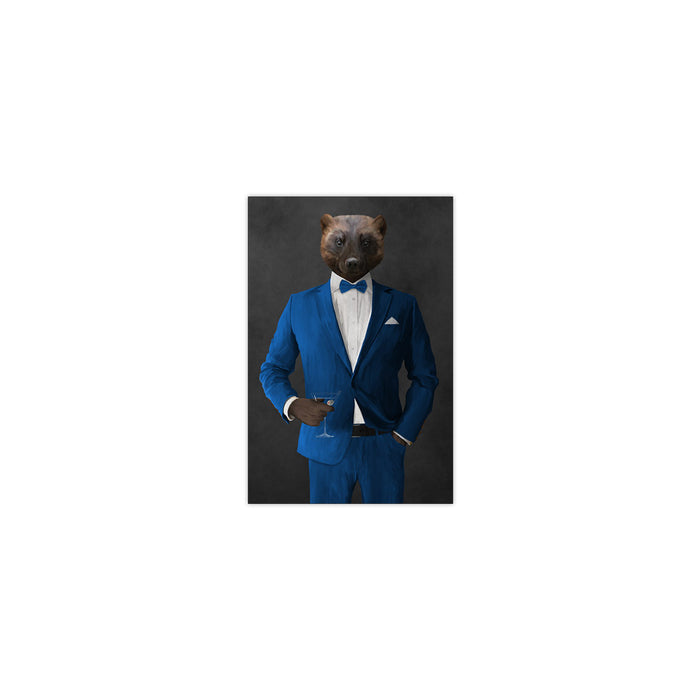 Wolverine Drinking Martini Wall Art - Blue Suit