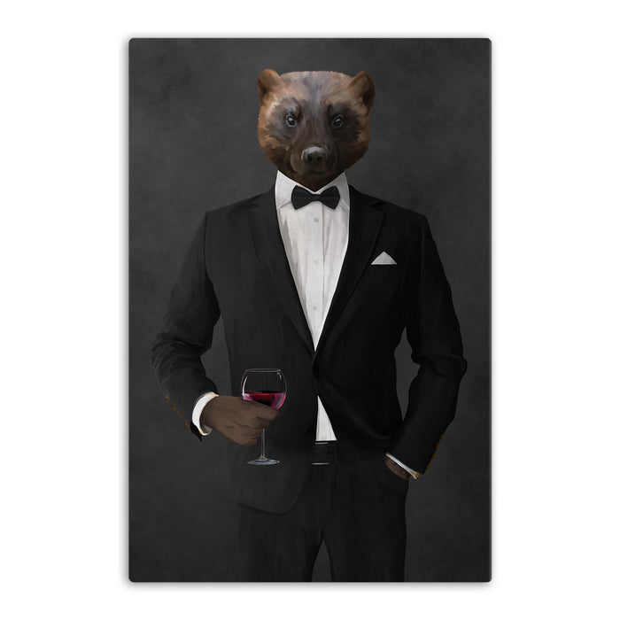 Wolverine Drinking Red Wine Wall Art - Black Suit