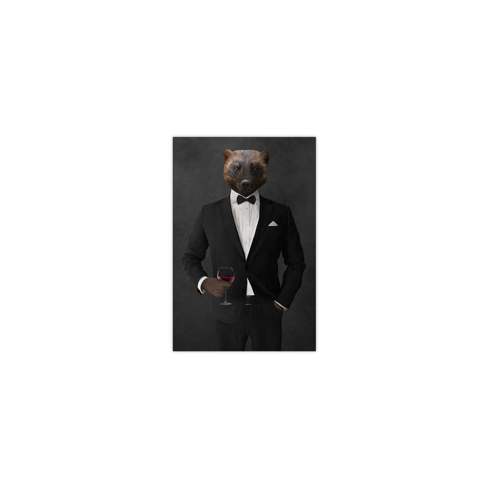 Wolverine Drinking Red Wine Wall Art - Black Suit