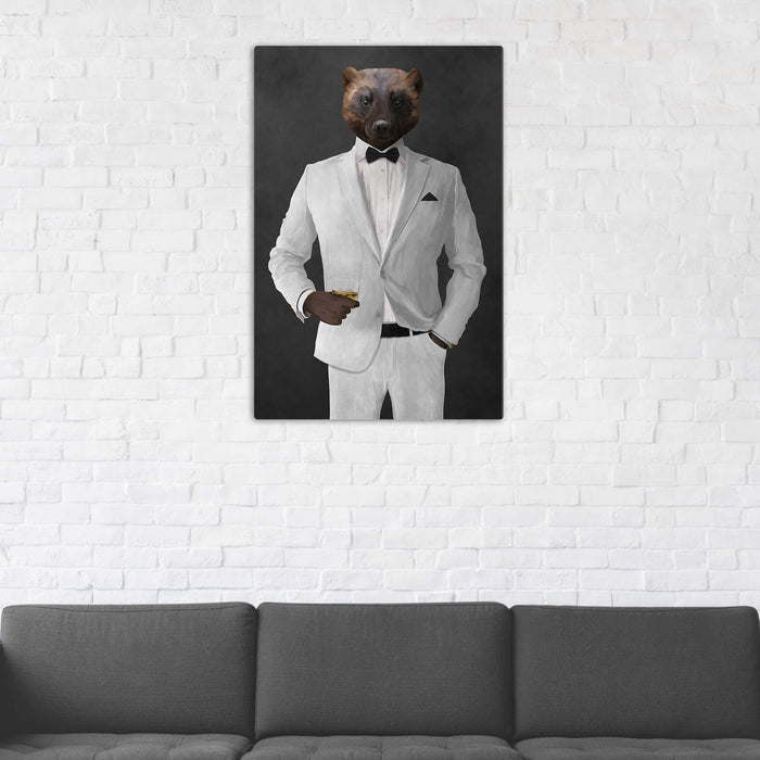 Wolverine Drinking Whiskey Wall Art - White Suit