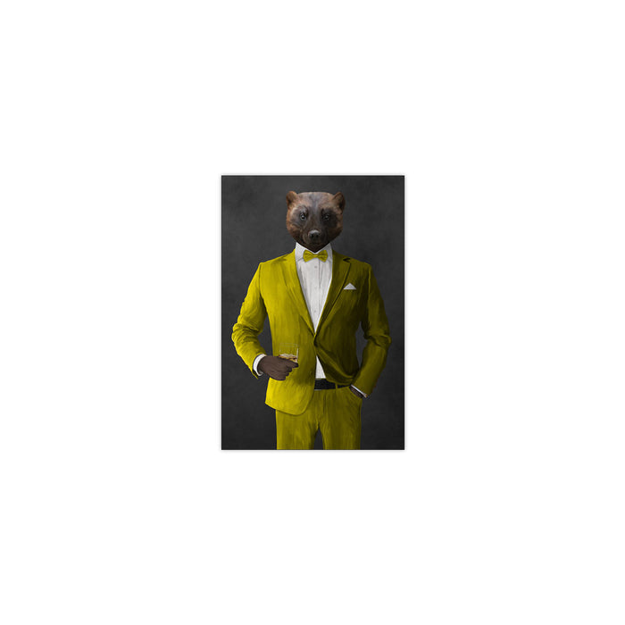 Wolverine Drinking Whiskey Wall Art - Yellow Suit