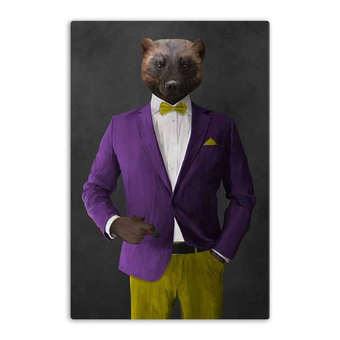 Wolverine Smoking Cigar Wall Art - Purple and Yellow Suit